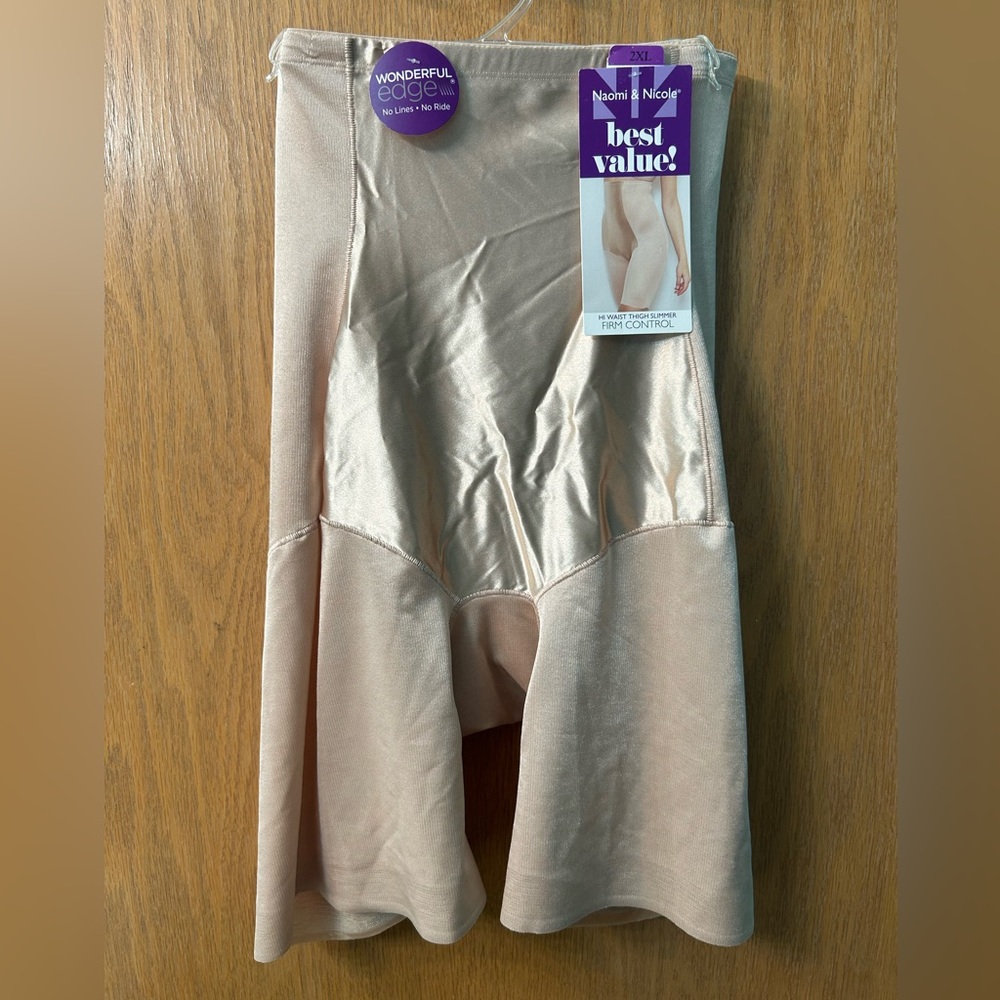 NWT Naomi & Nicole Shapewear 2XL Hi waist thigh slimmer firm control  nude/beige